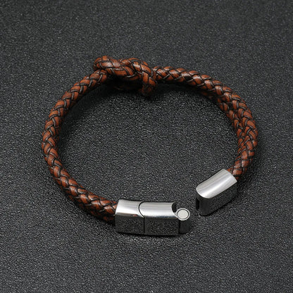 Retro Woven Leather  Stainless Steel  Magnet Buckle Men'S Bracelet