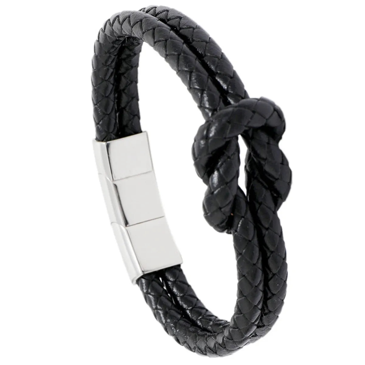 Retro Woven Leather  Stainless Steel  Magnet Buckle Men'S Bracelet