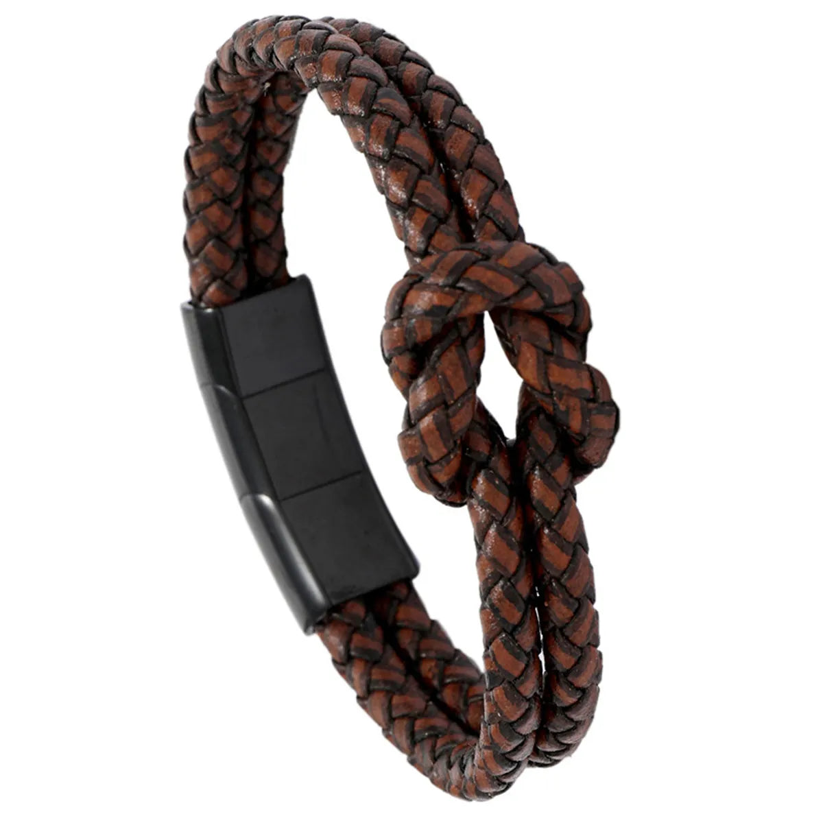 Retro Woven Leather  Stainless Steel  Magnet Buckle Men'S Bracelet