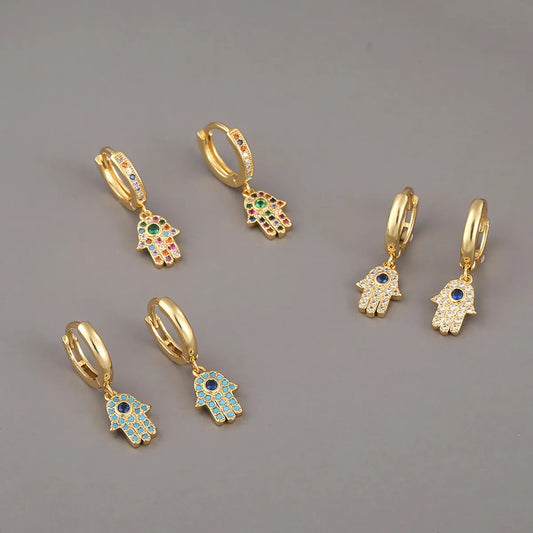 Retro Zircon Small Hand Earrings