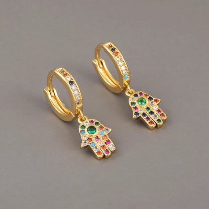 Retro Zircon Small Hand Earrings