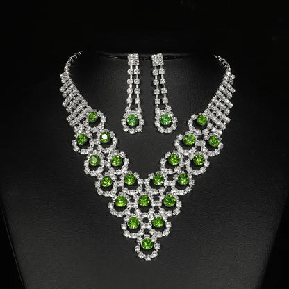 Rhinestone Copper Silver Plated Elegant Glam Gem Inlay Zircon Jewelry Set