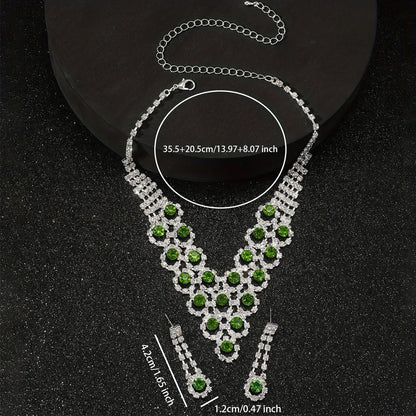 Rhinestone Copper Silver Plated Elegant Glam Gem Inlay Zircon Jewelry Set