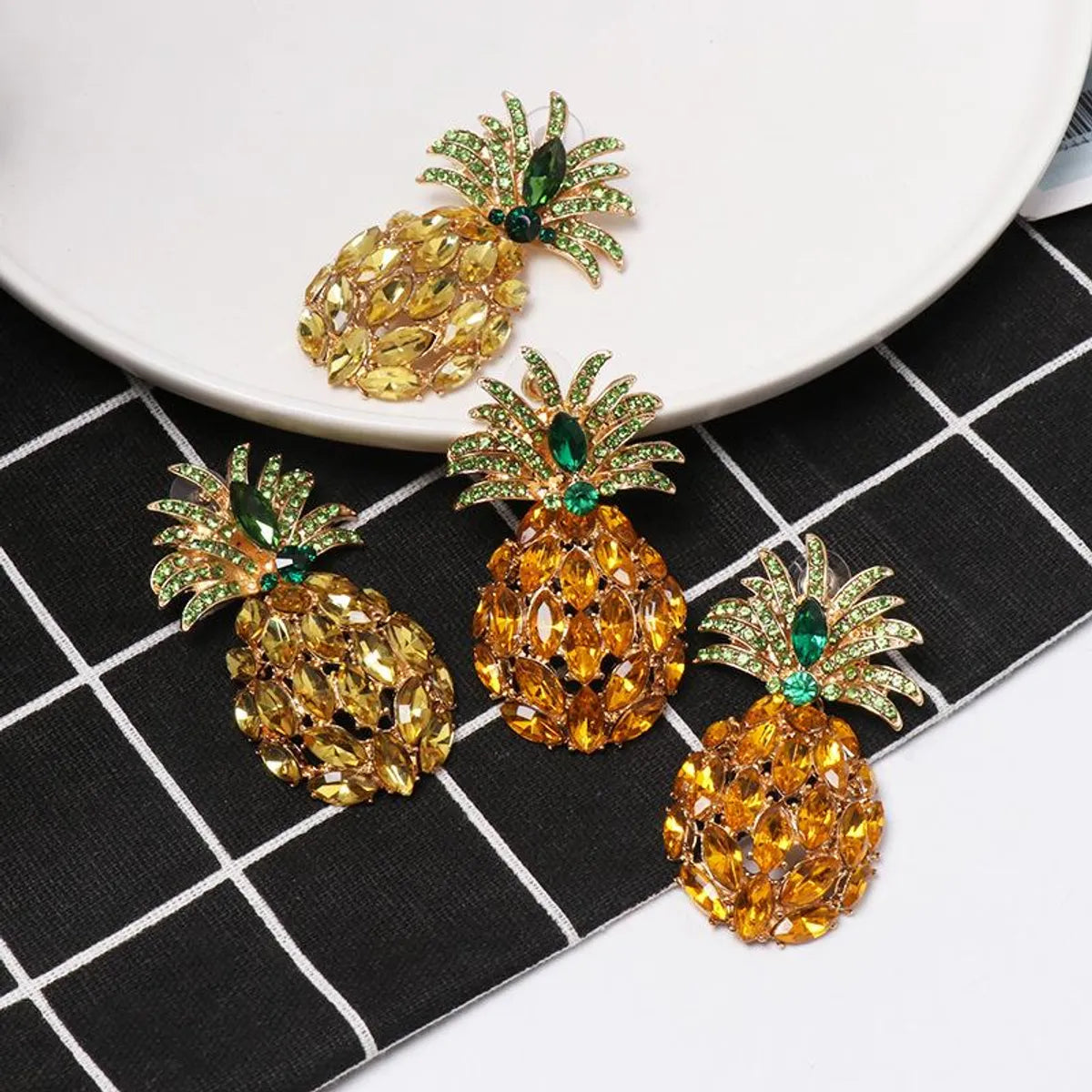 Rhinestone Crystal Pineapple Earrings Individual Fruit Earrings