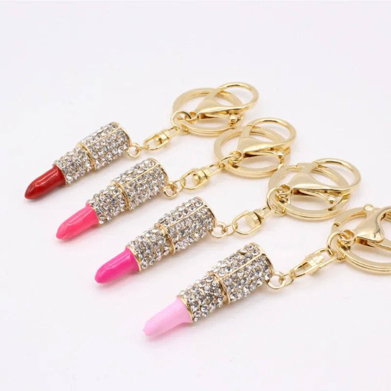 Rhinestone Drip Lipstick Keychain