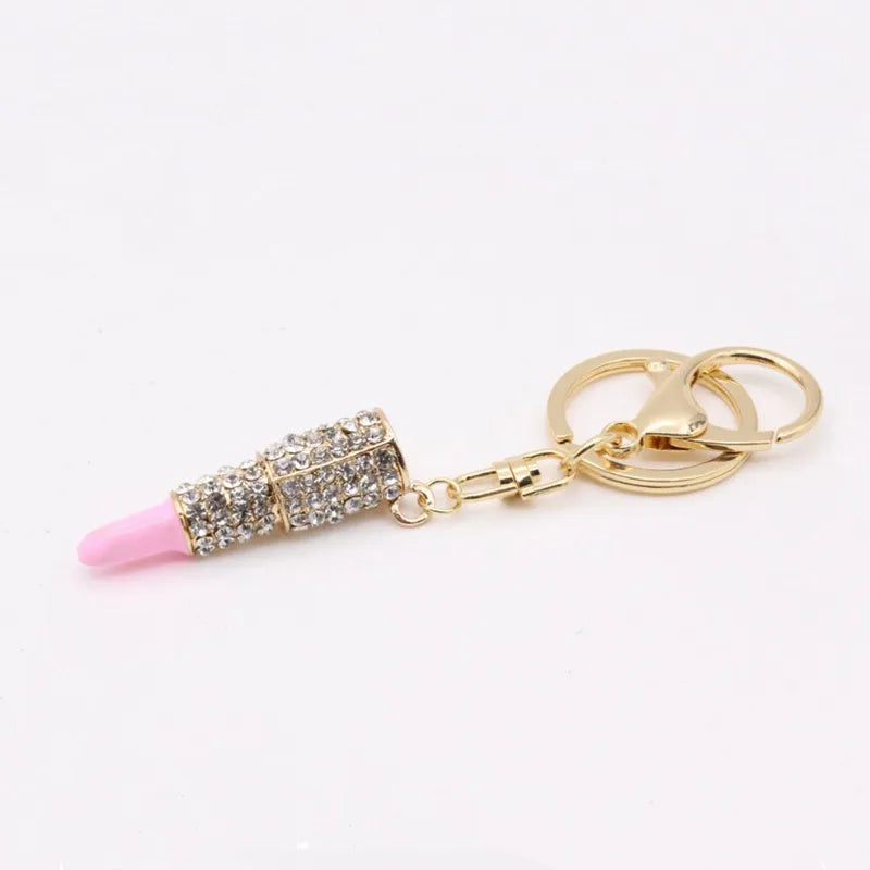 Rhinestone Drip Lipstick Keychain