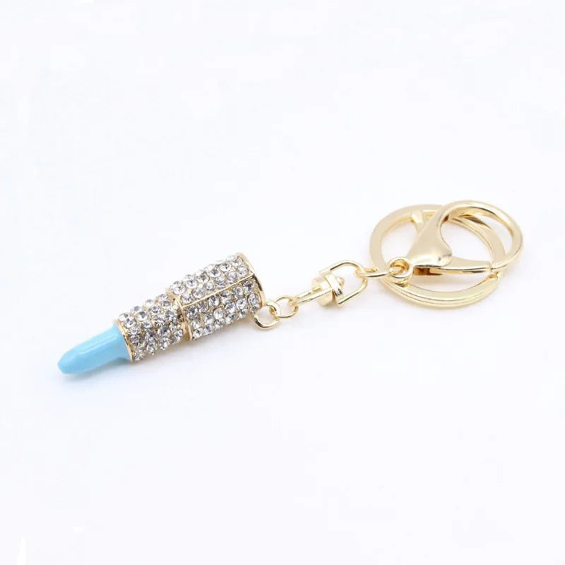 Rhinestone Drip Lipstick Keychain