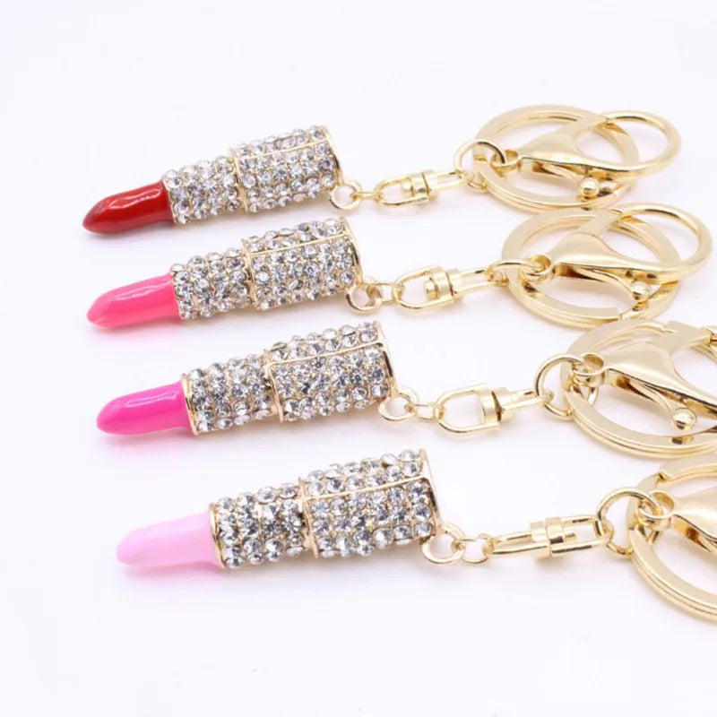 Rhinestone Drip Lipstick Keychain