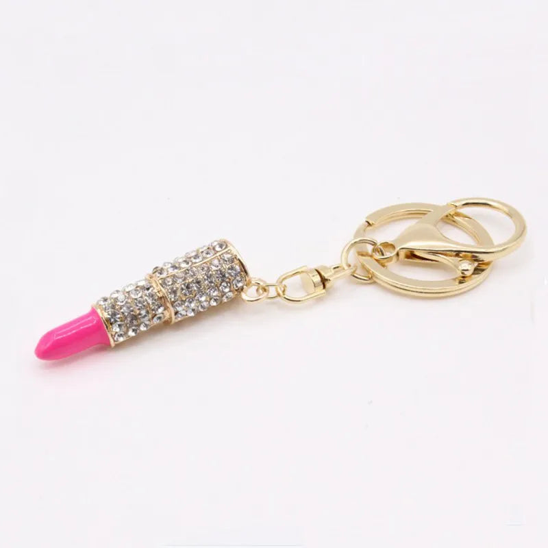 Rhinestone Drip Lipstick Keychain