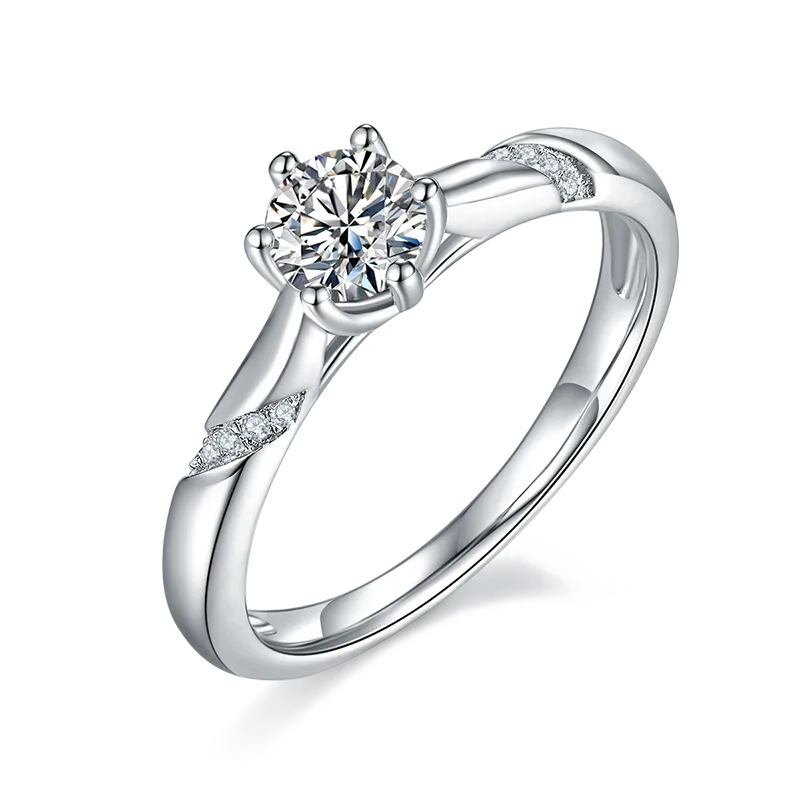 Rhodium Plated Elegant Wedding Shiny Diamond Geometric Lab-Grown Diamonds Rings