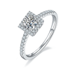 Rhodium Plated Elegant Wedding Shiny Diamond Geometric Lab-Grown Diamonds Rings