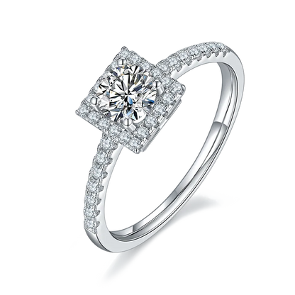 Rhodium Plated Elegant Wedding Shiny Diamond Geometric Lab-Grown Diamonds Rings