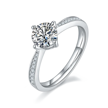 Rhodium Plated Elegant Wedding Shiny Diamond Geometric Lab-Grown Diamonds Rings