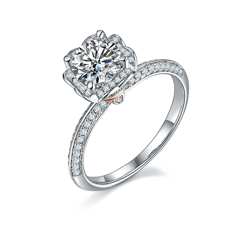 Rhodium Plated Elegant Wedding Shiny Diamond Geometric Lab-Grown Diamonds Rings