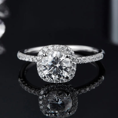 Rhodium Plated Elegant Wedding Shiny Diamond Solid Color Lab-Grown Diamonds Rings