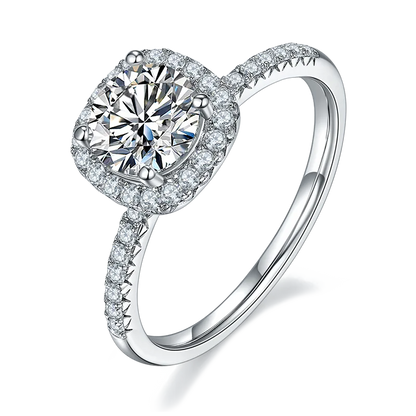 Rhodium Plated Elegant Wedding Shiny Diamond Solid Color Lab-Grown Diamonds Rings