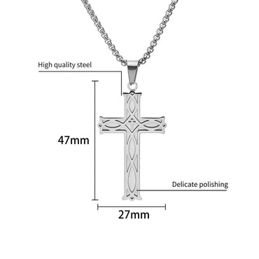 Rock Ethnic Style Simple Style Cross 304 Stainless Steel Polishing 18K Gold Plated Men'S Pendant Necklace