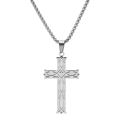 Rock Ethnic Style Simple Style Cross 304 Stainless Steel Polishing 18K Gold Plated Men'S Pendant Necklace