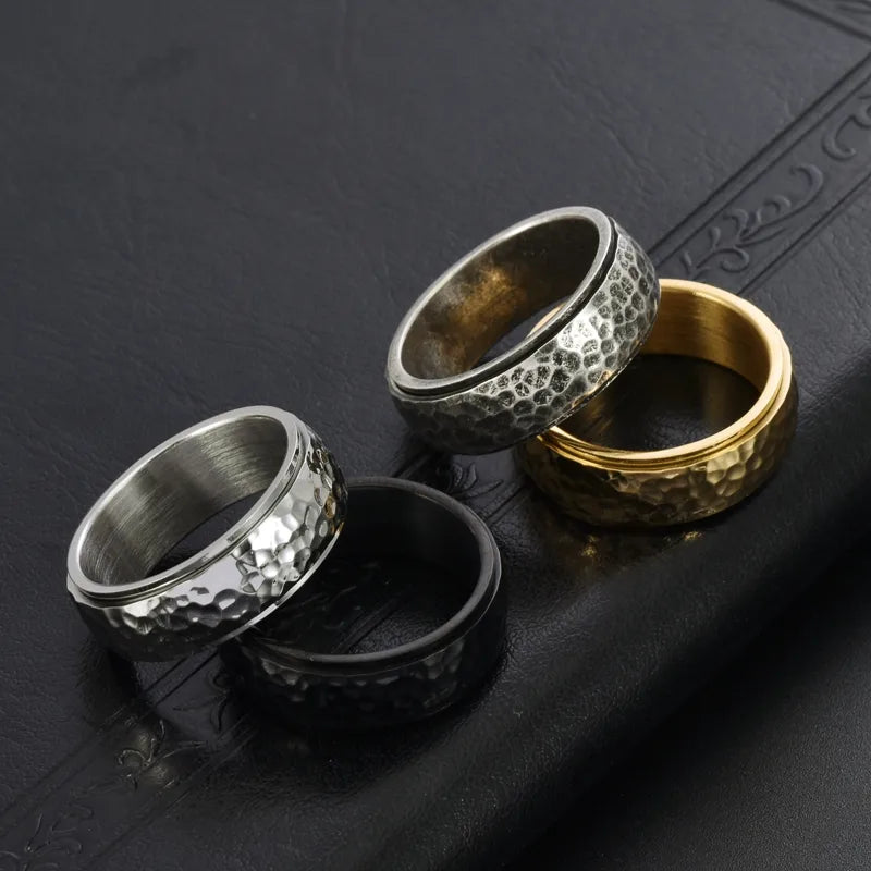 Rock Ethnic Style Sports O-Shape 304 Stainless Steel V-Opening Plating 18K Gold Plated Men'S Rings