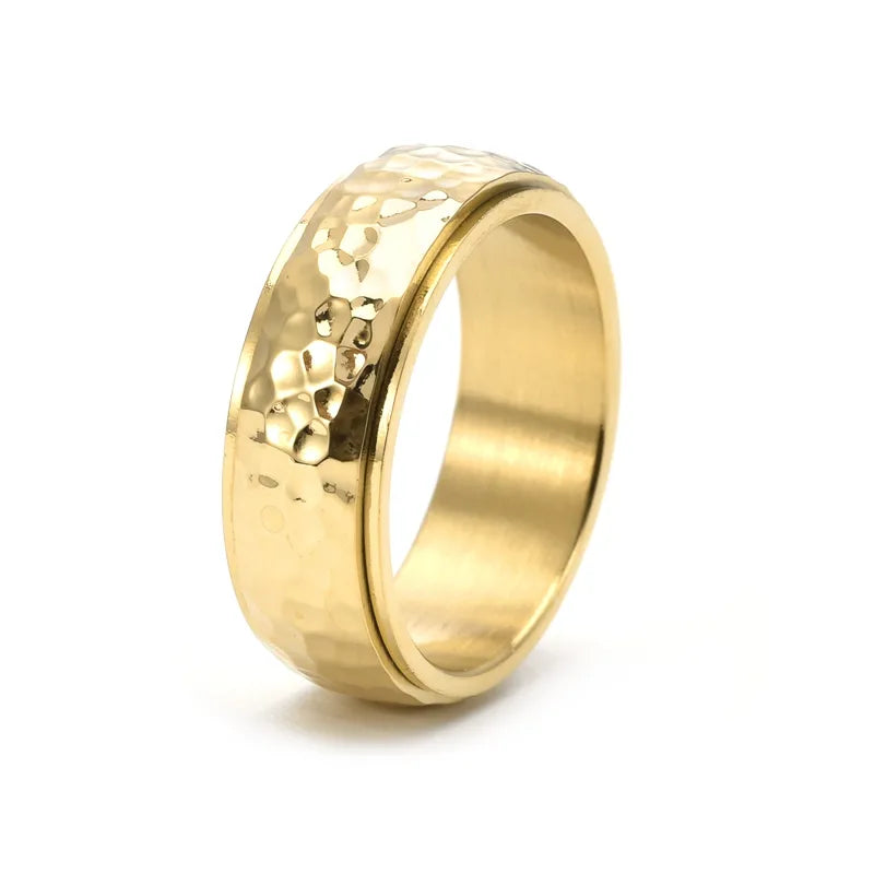 Rock Ethnic Style Sports O-Shape 304 Stainless Steel V-Opening Plating 18K Gold Plated Men'S Rings