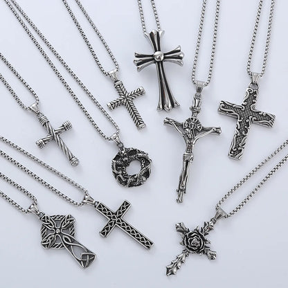 Rock Streetwear Cross Stainless Steel Men'S Pendant Necklace