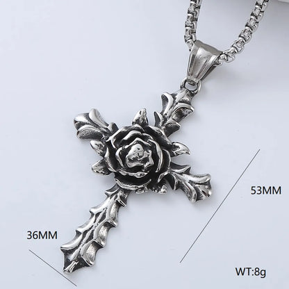 Rock Streetwear Cross Stainless Steel Men'S Pendant Necklace