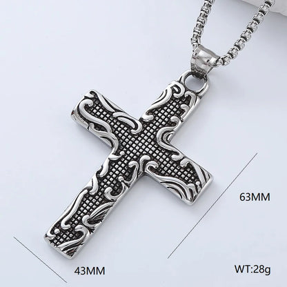 Rock Streetwear Cross Stainless Steel Men'S Pendant Necklace