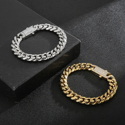 Rock Streetwear Geometric Titanium Steel Plating 18K Gold Plated Men'S Bracelets Necklace