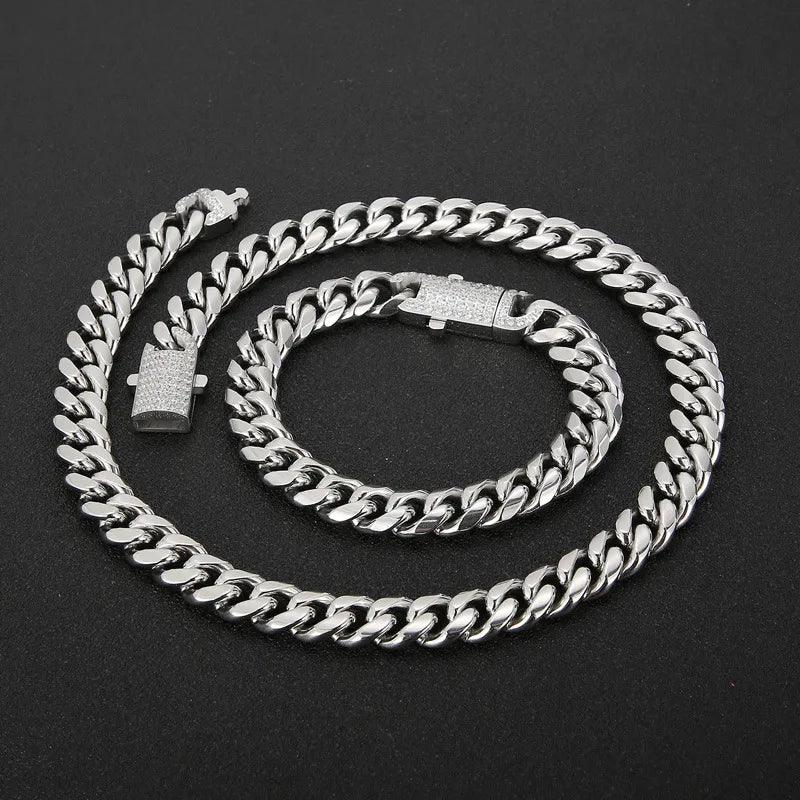 Rock Streetwear Geometric Titanium Steel Plating 18K Gold Plated Men'S Bracelets Necklace