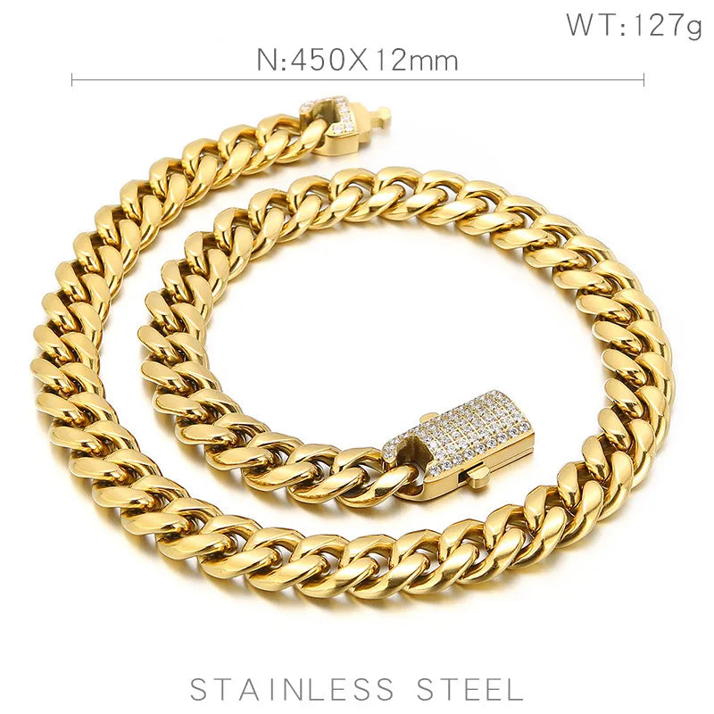 Rock Streetwear Geometric Titanium Steel Plating 18K Gold Plated Men'S Bracelets Necklace