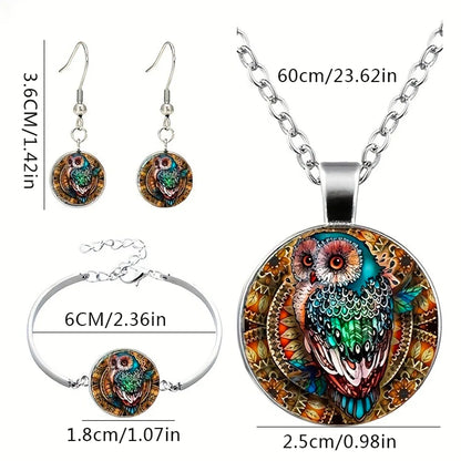 Roman Style African Style Animal Alloy Plating Inlay Glass Silver Plated Women's Jewelry Set