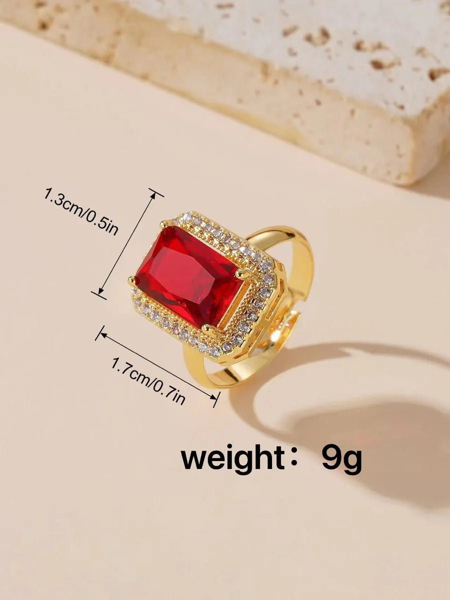 Roman Style Artistic British Style Square Alloy Titanium Steel Inlay Gem Women'S Rings Earrings Necklace