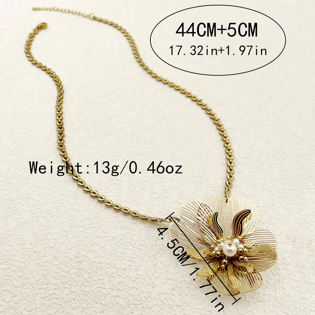 Roman Style Commute Flower Stainless Steel Plating Gold Plated Pendant Necklace