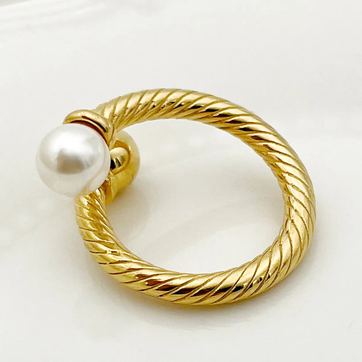 Roman Style Commute Solid Color Stainless Steel Plating Gold Plated Rings