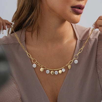 Roman Style Geometric Imitation Pearl Alloy Plating Women's Necklace