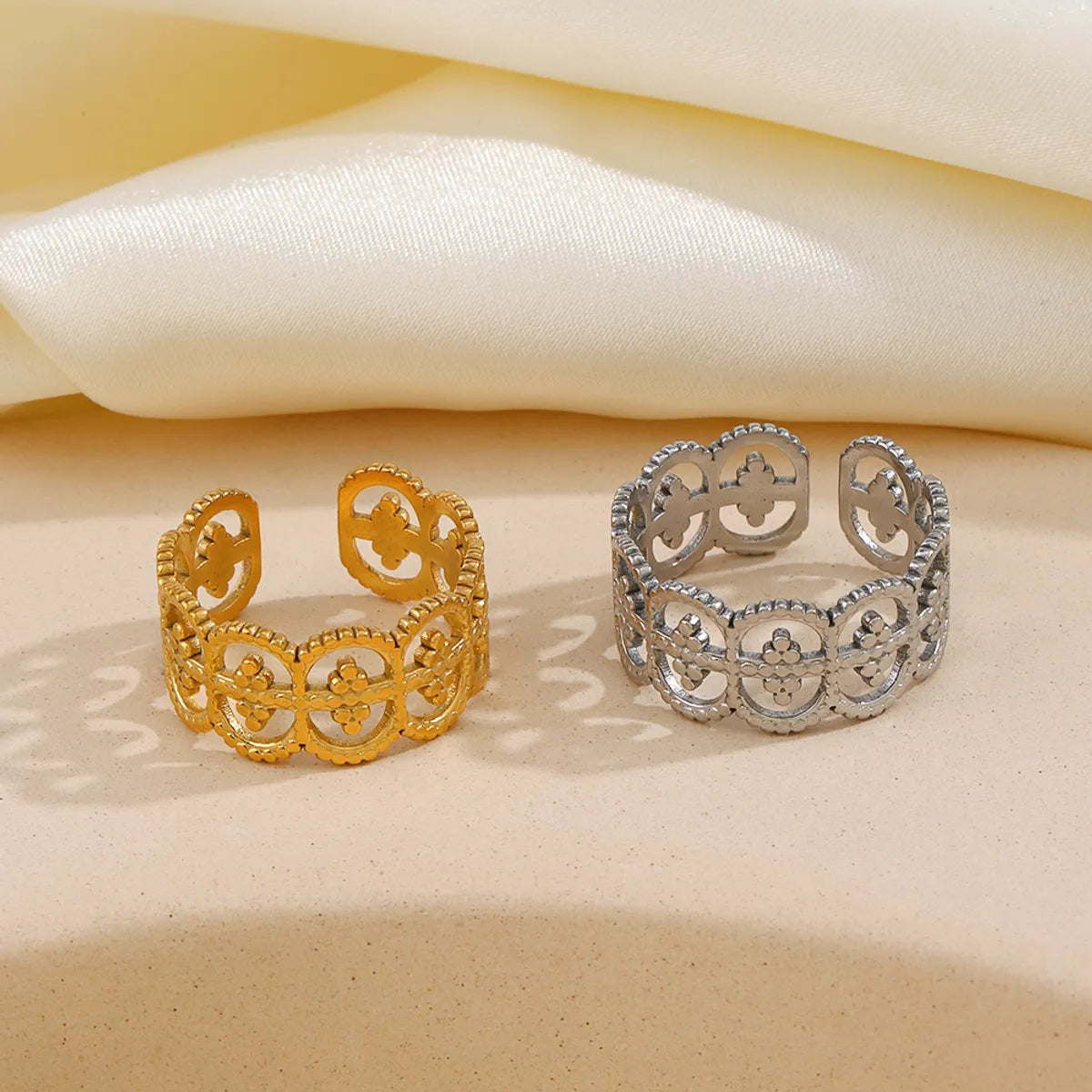 Roman Style Geometric Stainless Steel Plating 18k Gold Plated Open Rings