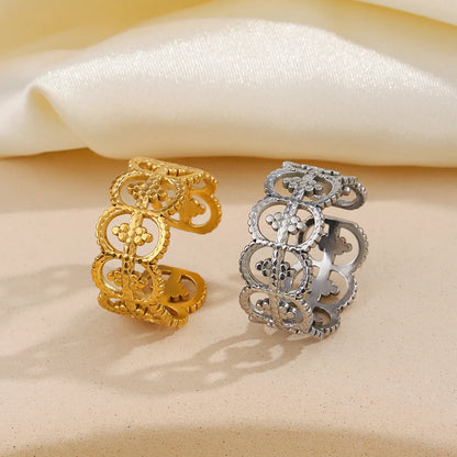 Roman Style Geometric Stainless Steel Plating 18k Gold Plated Open Rings