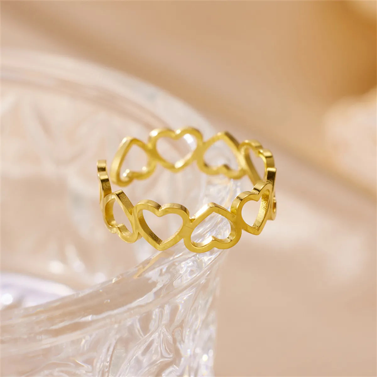 Wholesale Jewelry Roman Style Heart Shape 304 Stainless Steel 18K Gold Plated Plating Open Rings