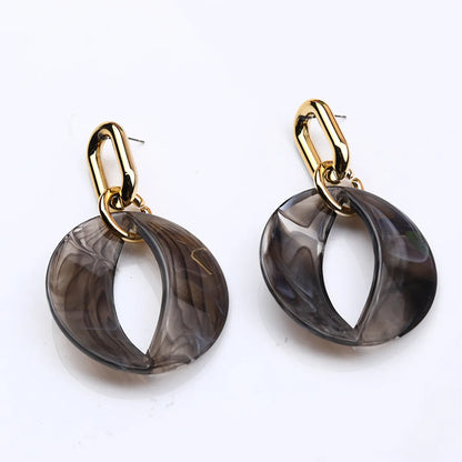 Roman Style Solid Color Arylic Polishing Women's Drop Earrings