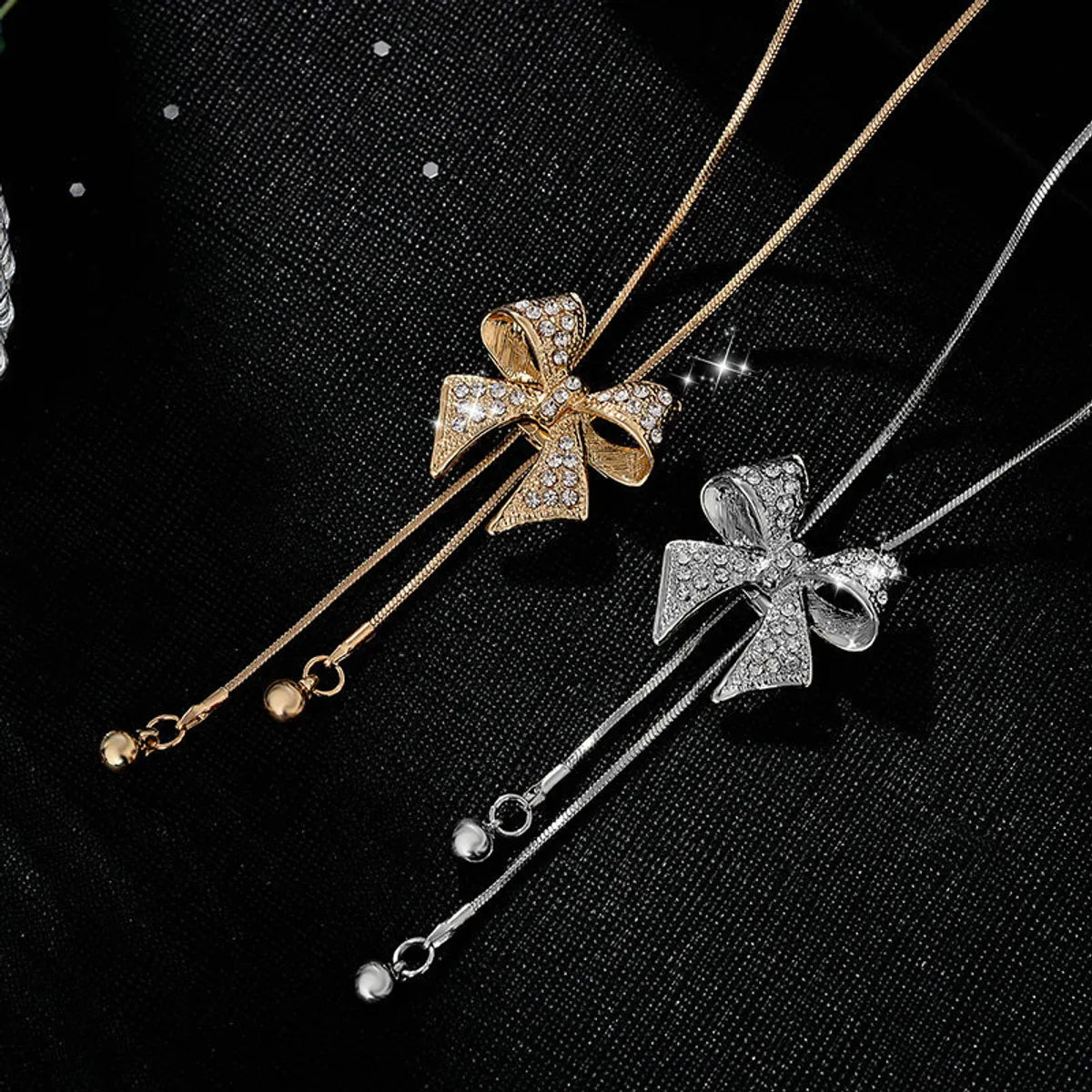 Romantic Bow Knot Alloy Plating Rhinestones Women's Pendant Necklace 1 Piece