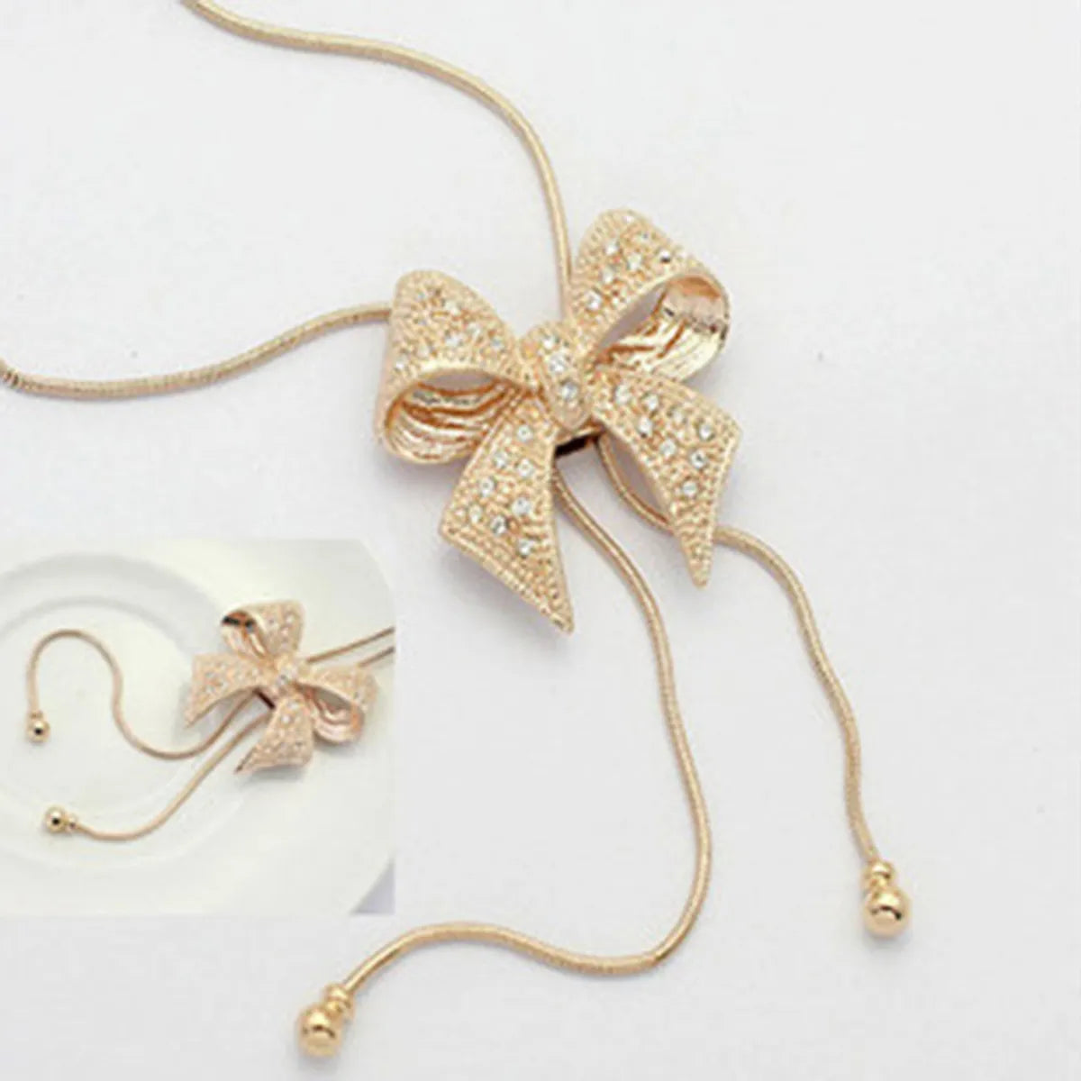 Romantic Bow Knot Alloy Plating Rhinestones Women's Pendant Necklace 1 Piece