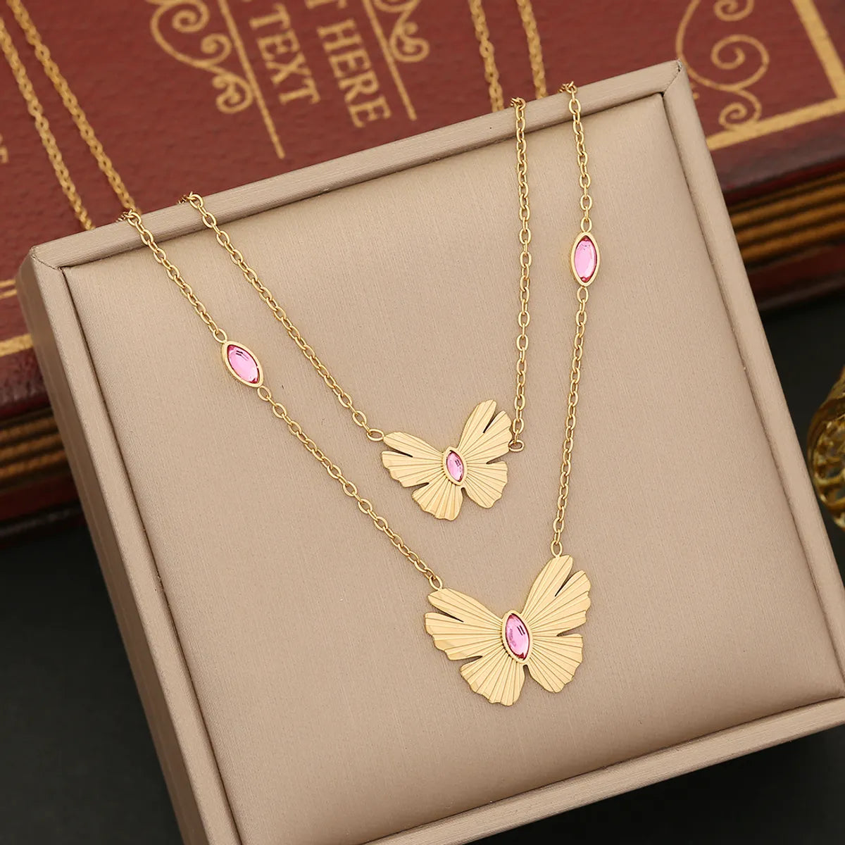 Romantic Commute Butterfly Stainless Steel Plating Inlay Artificial Diamond Bracelets Earrings Necklace