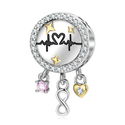 Romantic Electrocardiogram Heart Shape Flower Sterling Silver Plating Inlay Zircon Valentine'S Day Jewelry Accessories