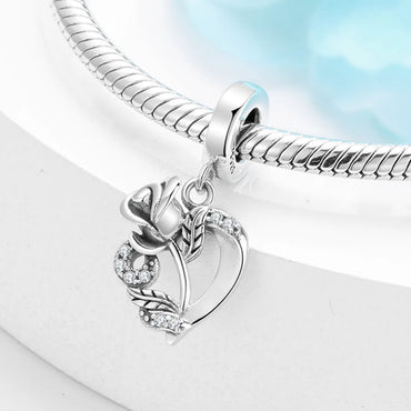 Romantic Electrocardiogram Heart Shape Flower Sterling Silver Plating Inlay Zircon Valentine'S Day Jewelry Accessories