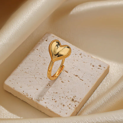 Romantic Geometric Heart Shape Flower Copper Plating 18k Gold Plated Silver Plated Open Rings