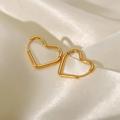 Romantic Heart Shape Stainless Steel Earrings Gold Plated Stainless Steel Earrings