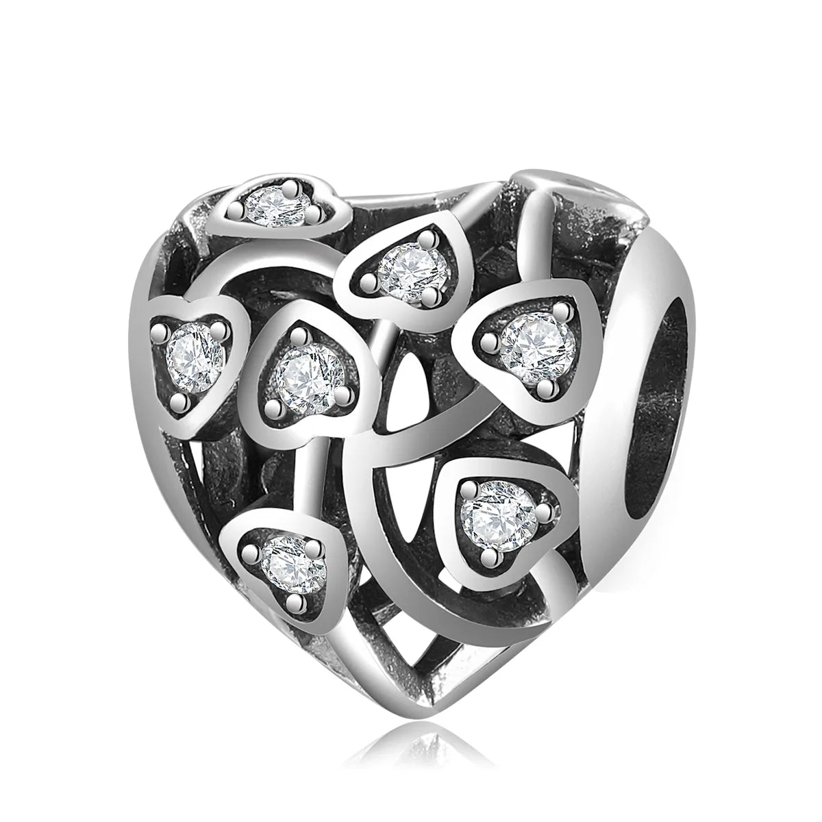 Romantic Heart Shape Sterling Silver Inlay Zircon Jewelry Accessories