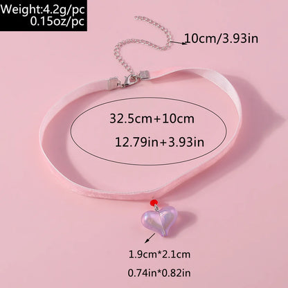 Romantic Heart Shape Velvet Synthetic Resin Valentine's Day Women's Choker