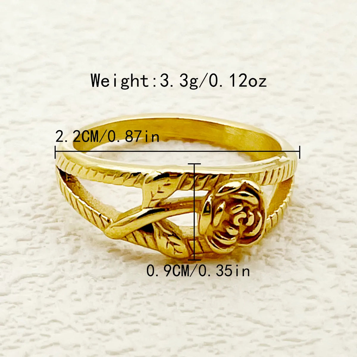 Romantic Roman Style Rose Stainless Steel Plating Gold Plated Rings