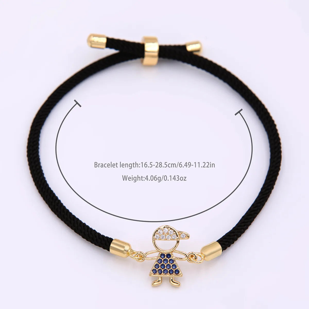 Romantic Shiny Color Block Rope Copper Plating Inlay Zircon 18k Gold Plated Women's Drawstring Bracelets